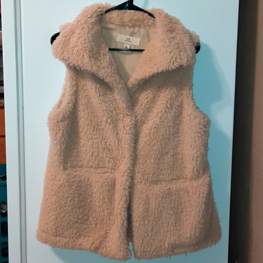 Super Soft Tan Vest. Fuzzy and warm! NWOT. Fits M/L.